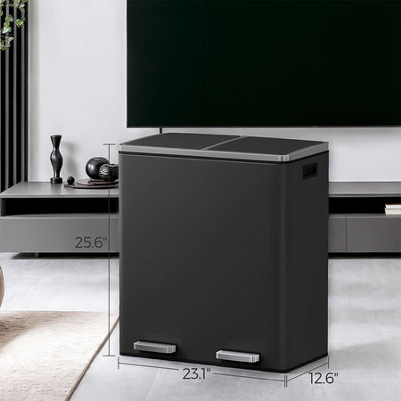 Kosz na śmieci metalowy podwójna komora czarny