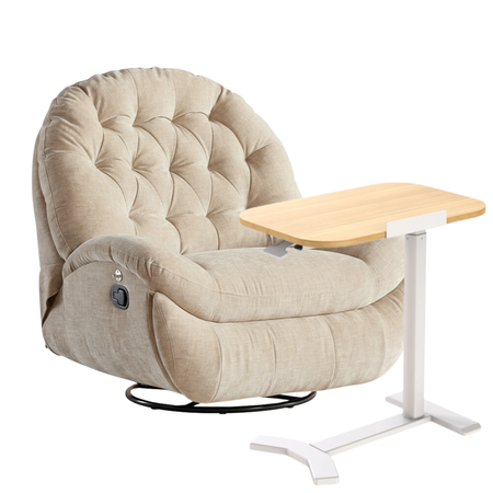 Zestaw wypoczynkowy fotel Spacetronik Flax 04M beżowy + stolik regulowany BUDDY