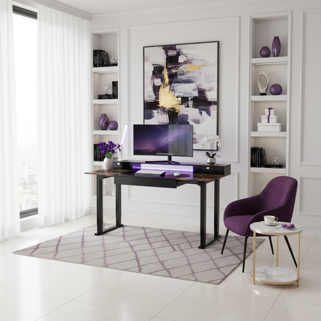 Biurko elektryczne SPE-F121 Czarne, Ciemne drewno