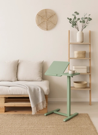 Zestaw wypoczynkowy fotel elektryczny Spacetronik Flax 04M zielony + stolik regulowany