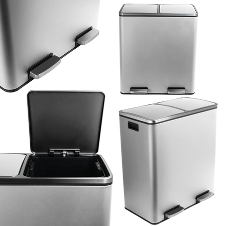 Funky Trash Can Silver Black Spacetronik Podwójny