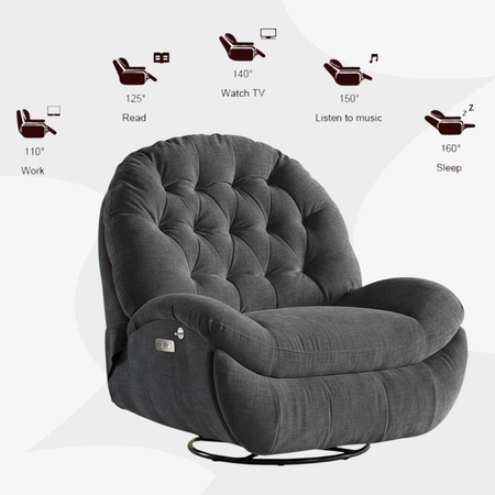 Zestaw wypoczynkowy fotel elektryczny Spacetronik Flax 04M szary + stolik regulowany