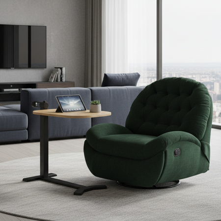 Zestaw wypoczynkowy fotel Spacetronik Flax 04M zielony + stolik regulowany BUDDY