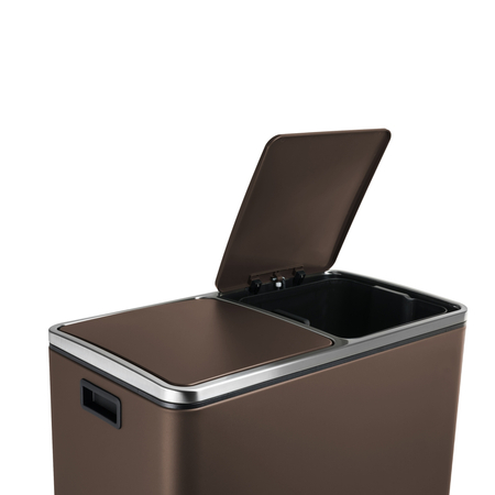 Kosz na śmieci metalowy podwójna komora brązowy
