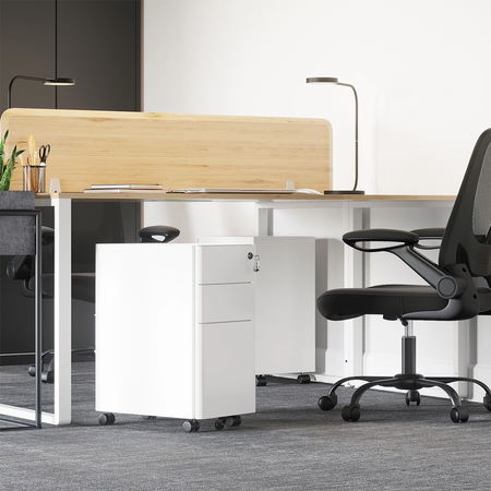 Zestaw do nowoczesnego biura: biurko elektryczne + fotel + szafka