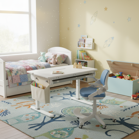 Zestaw: biurko regulowane SPEX108WG + ergonomiczne krzesło dla dziecka