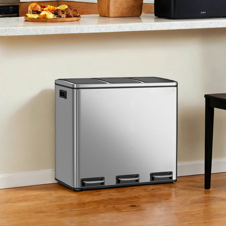 Kosz na śmieci metalowy 3x18L srebrny 54L