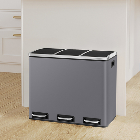 Kosz na śmieci metalowy 3x18L szary 54L