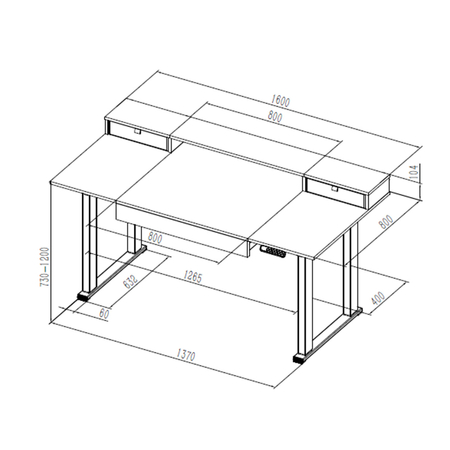 Biurko elektryczne SPE-F121 Czarne, Ciemne drewno