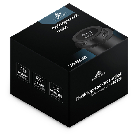 Spacetronik runde Tischsteckdose SPS-R0D3B