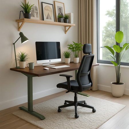 Biurko regulowane Vegard elektryczne dwusilnikowe MDF zielono-różowe