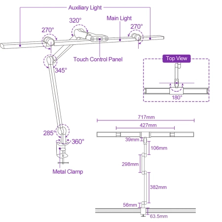 Lampa biurkowa kreślarska LED bezcieniowa Glow D1