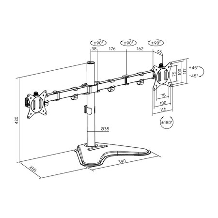 Uchwyt na dwa monitory Spacetronik SPAT20