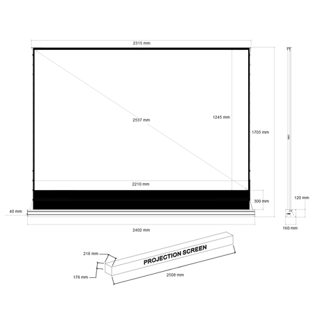Podłgowy ekran do projektora przenośny 100" 16:9