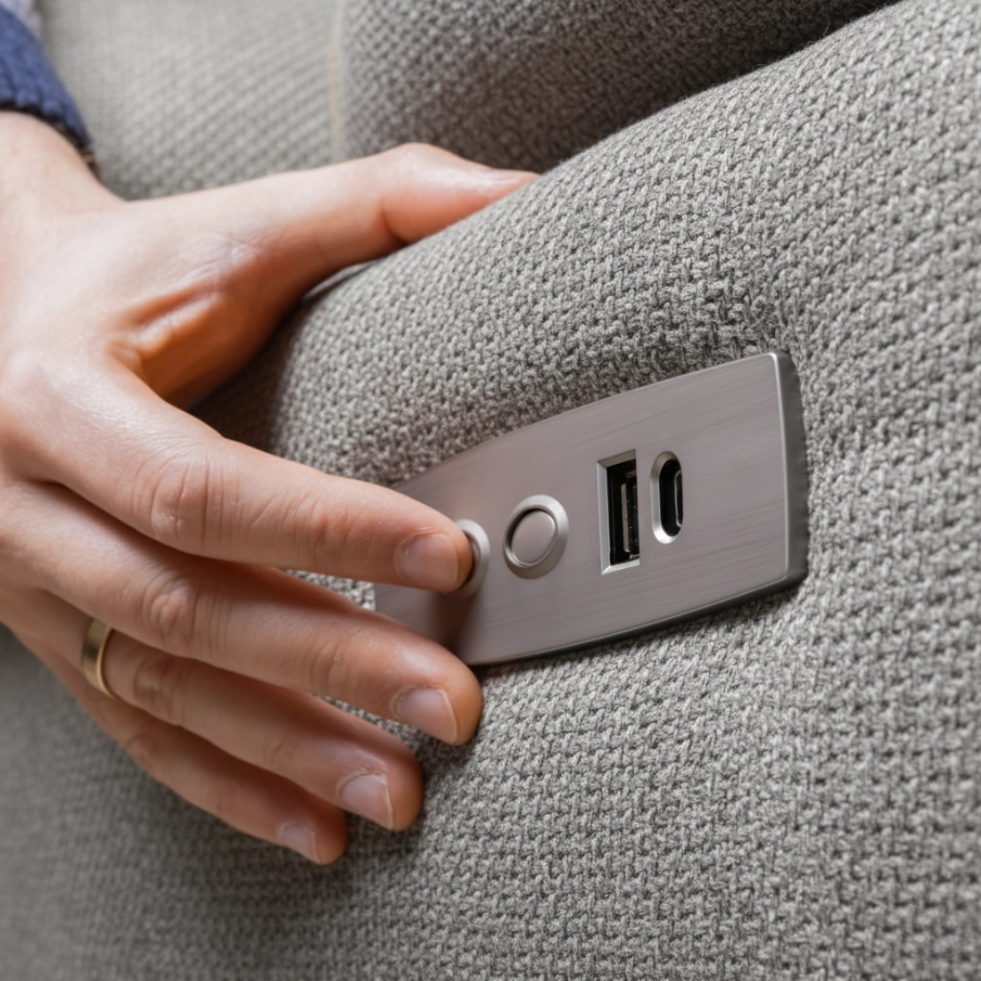 Fotel FLAX 05 – porty USB w podłokietniku