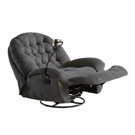 Zestaw wypoczynkowy fotel Spacetronik Flax 04M szary + stolik regulowany BUDDY