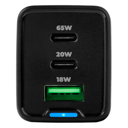 3-in-1 USB-C USB PD Quick 65W 5A Ladegerät schwarz