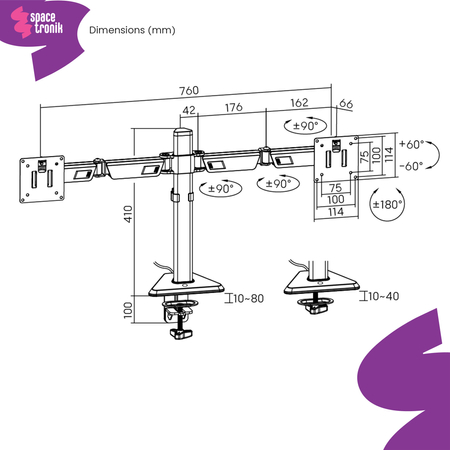 Ametystowy uchwyt RGB monitor Spacetronik SPAA120L