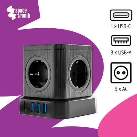 Listwa zasilająca 5xAC 3xUSB 1xUSB-C SPS-C02B