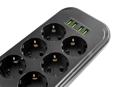 Listwa zasilająca Spacetronik SR-204 6xAC + 4xUSB