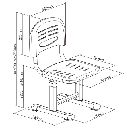 Krzesło dla Dziecka Regulowane Szare SPC-XD12G