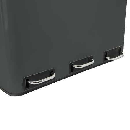 Kosz na śmieci metalowy trzykomorowy ciemnoszary