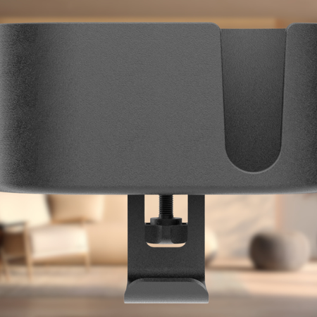 Boczny organizer do biurka na zacisk z uchwytem na kubek czarny