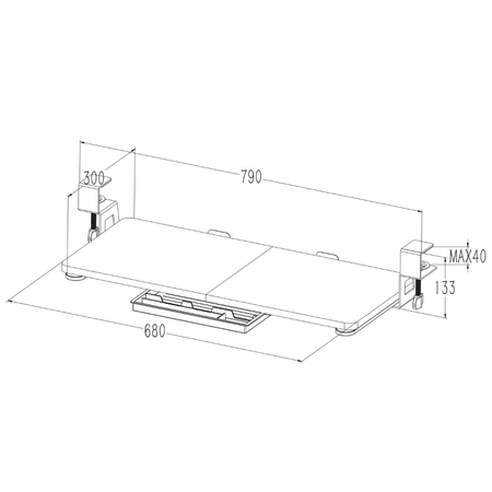 Wysuwana półka pod klawiaturę i mysz SPB133R montowana pod blatem
