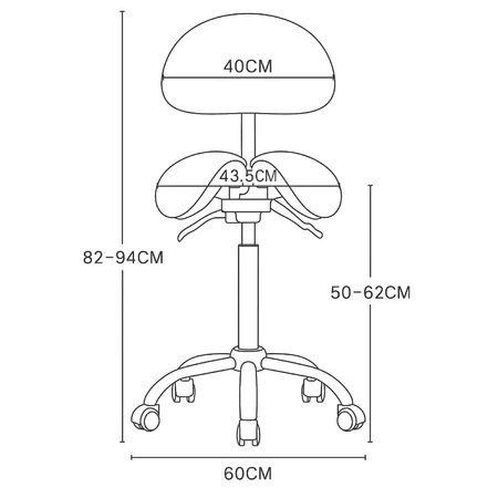 Ergonomiczny hoker regulowany SELLA 3 biały