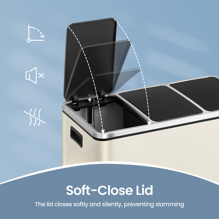 Kosz na śmieci metalowy trzykomorowy kremowy