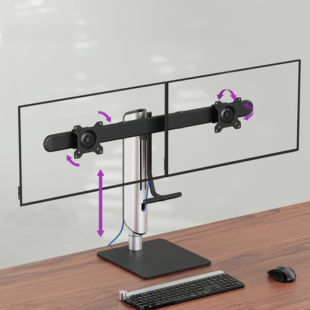 Mobilna podstawa dwa monitory Srebrna Spacetronik