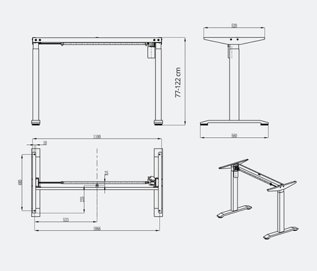 Moris Heavy 131BB elektrischer Schreibtisch 120x60 cm