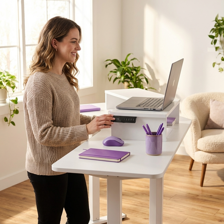 Biurko narożne regulowane SPEL112WW Spacetronik 120x60 cm białe