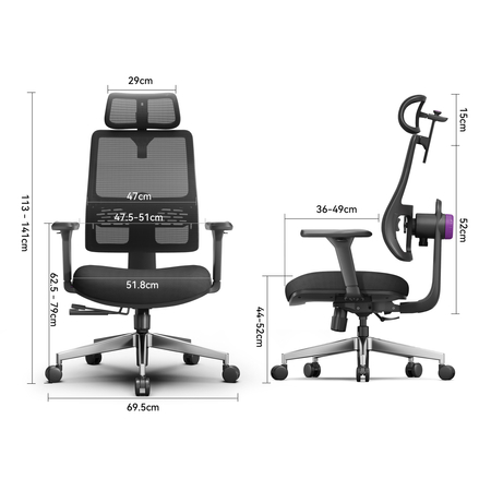 Fotel biurowy obrotowy Spacetronik LUMBO 11 Czarny
