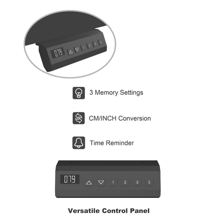Biurko stojące regulowane SPEF122BB 120x60 z szufladą i półką czarne