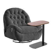 Zestaw wypoczynkowy fotel Spacetronik Flax 04M szary + stolik regulowany BUDDY