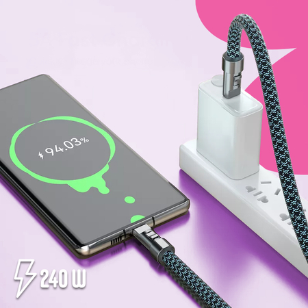 Kabel USB-C ze smyczą PD 240W 30cm BW