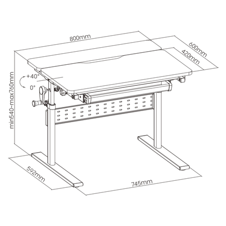 XD verstellbarer Kinderschreibtisch SPE-X102W 80x60 cm