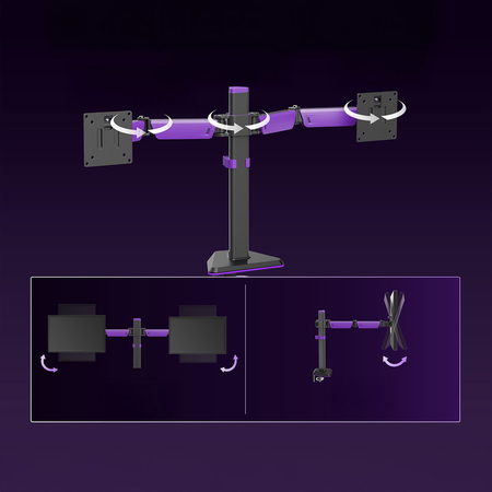 Ametystowy uchwyt dwa monitory Spacetronik SPAA120