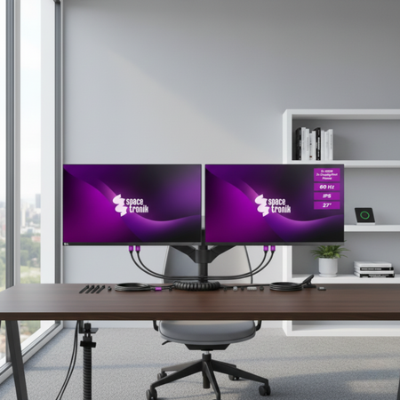 ZESTAW -10% 2x Monitory 27 cali 4K IPS Spacetronik SPA-M2701 + uchwyt + dodatki