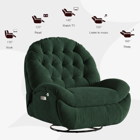 Zestaw wypoczynkowy fotel elektryczny Spacetronik Flax 04M zielony + stolik regulowany