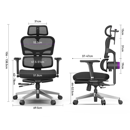 Ergonomiczny fotel Spacetronik LUMBO 44 Czarny