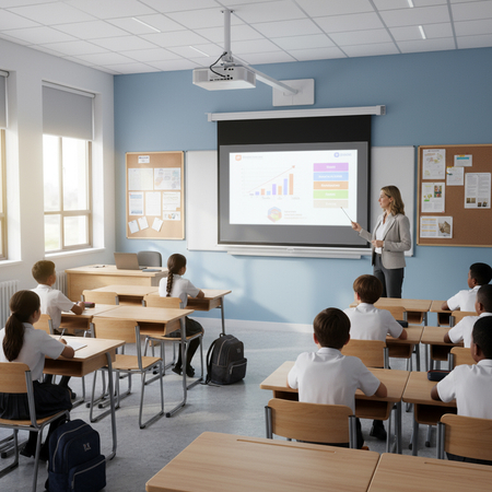 Ekran projekcyjny zwijany ręcznie 100" 16:9 szary