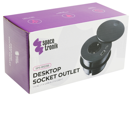 Spacetronik SPS-R1D3B V2 runde Tischsteckdose