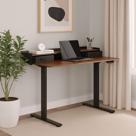 Biurko Elektryczne Regulowane SPEF133BM 120x60 z Szufladą i USB z pamięcią