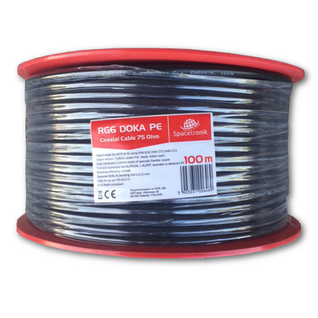 Kabel RG6 Spacetronik DOKA PE 4K Trishield 100m