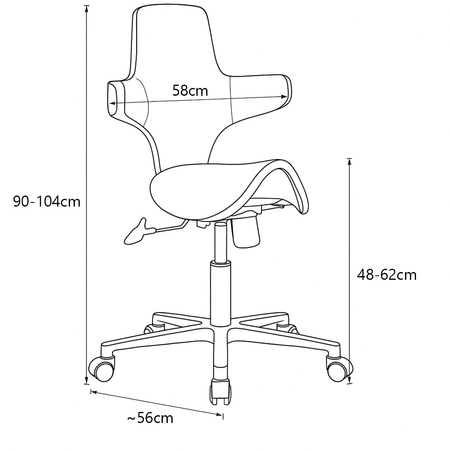 Ergonomiczny hoker regulowany SELLA czarny