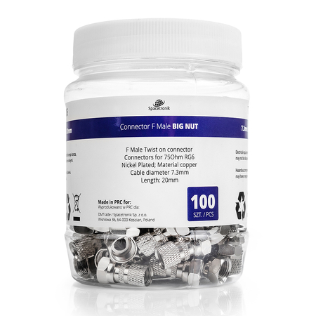 Wtyk F nakręcany Big Nut 7.3mm/20mm TV-FT05 100szt