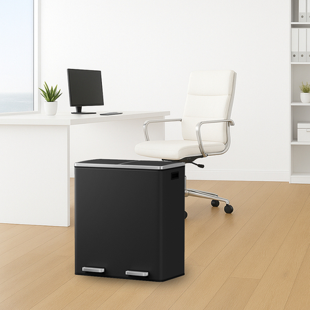 Kosz na śmieci metalowy podwójna komora czarny