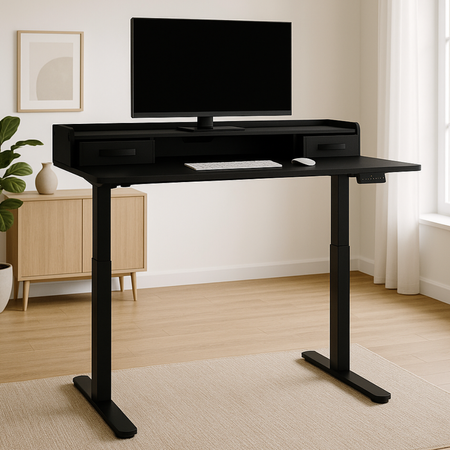 Biurko Elektryczne SPEF134BB 120x60 z Szufladą i USB z pamięcią czarne